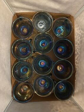 Iridescent Carnival Glass - Set of 12 punch cups